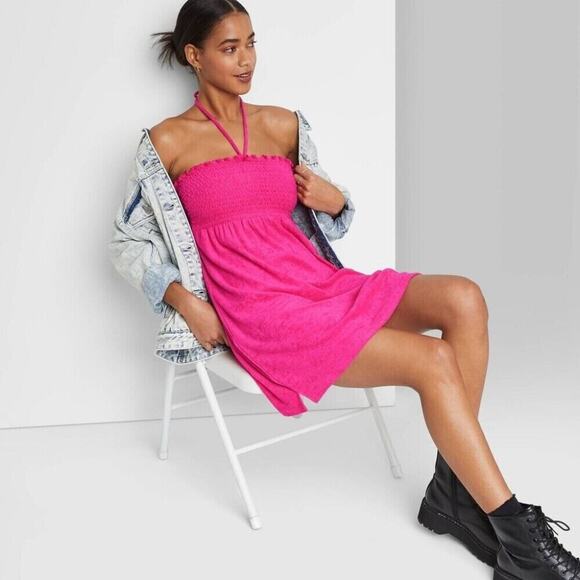 Wild Fable Sleeveless Smocked Terry Convertible Dress Medium NEW - Picture 1 of 4